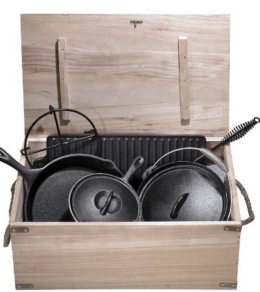 7-piece precast cast iron camping cooking set