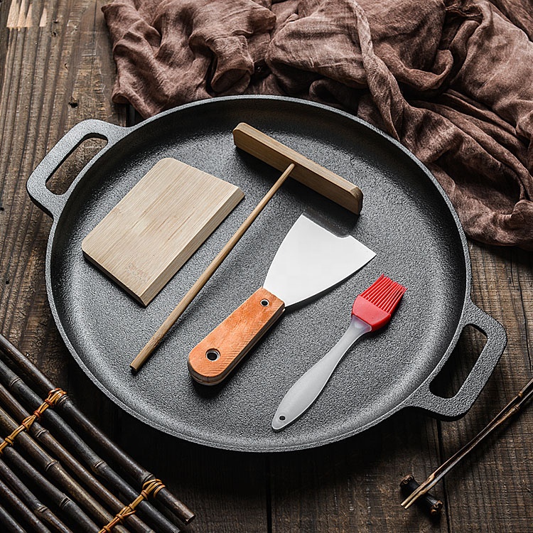 Non-stick Cast Iron Frying Pan Round Griddle Steak Flat Pan