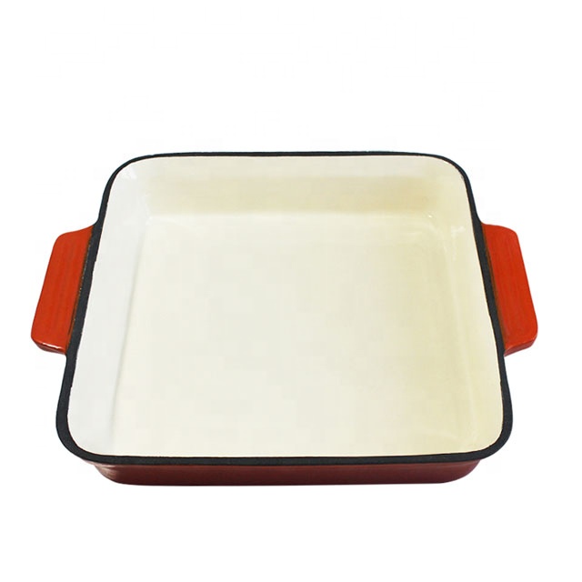 Classic Cast Iron Enameled Baking Dish Roasting Lassagan Pan