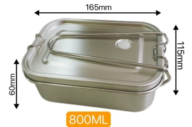304 square lunch box 800ml (bamboo lid with steel handle)