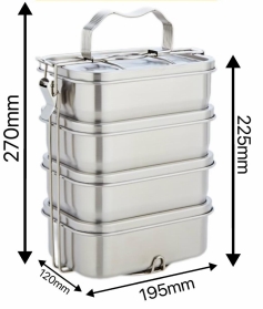 Four-layer square lunch box 2900ml