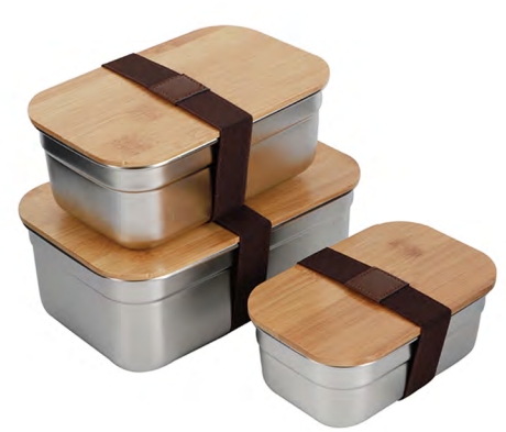 Anti-spill lunch box with bamboo lid