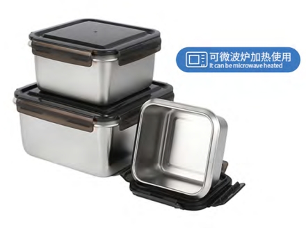 Stainless steel square crisper three-piece set