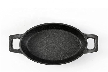 Pre-seasoned Non-stick Cast Iron Oval Dish Pan Mini Gratin Paella Pan