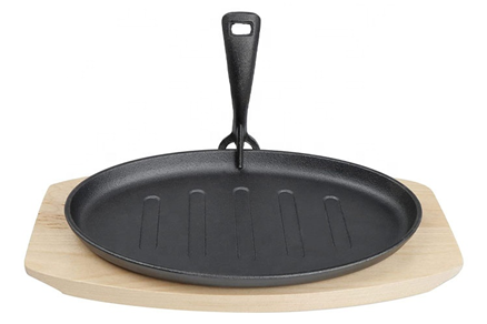 High Quality Cast Iron Sizzling Plate for Fish With Wooden