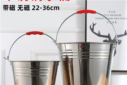 Non-magnetic thickened stainless steel bucket Red and white gift household bucket hand-held bucket Ice bucket water storage tin bucket