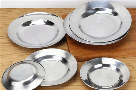 Thickened stainless steel plate disc flat plate dining room plate household