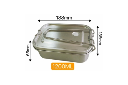 304 square lunch box 1200ml (Steel handle Type A)