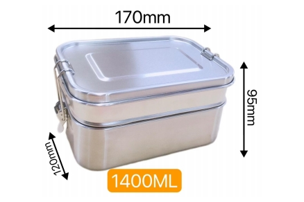 304/1400ml Square lunch box (double layer)
