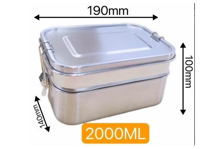 304/2000ml Square lunch box (double layer)