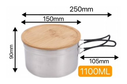 304/1100ml bamboo lid handle