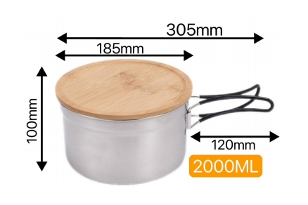 304/2000ml bamboo lid handle