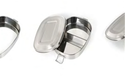 Stainless steel oval lunch box with buckle