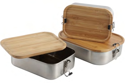 Lunch box with bamboo lid