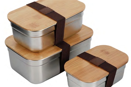 Anti-spill lunch box with bamboo lid